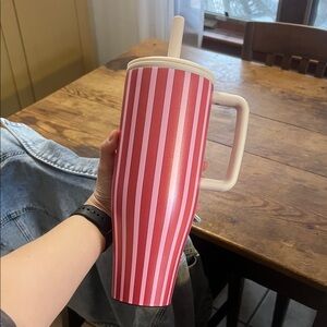 Striped Red and Pink Tumbler